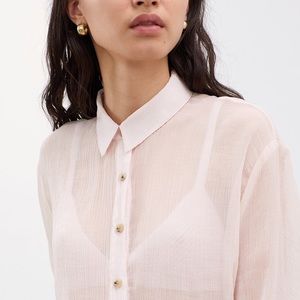 Mara Hoffman | Margot Pink Sheer Crinkle Button Up